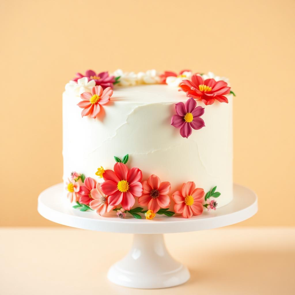 Custom celebration cake decorated with buttercream flowers